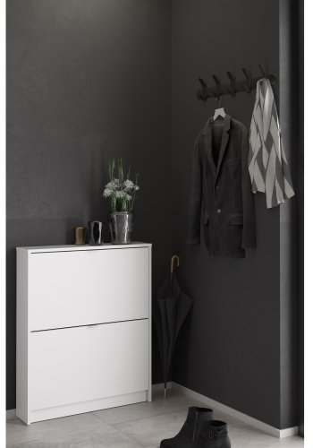 TVILUM Shoes skoskab - hvid tr, m. 2 klaplger 