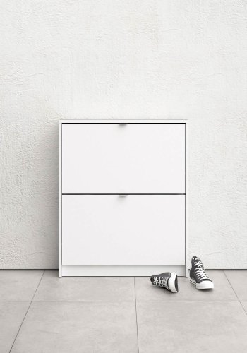 TVILUM Shoes skoskab - hvid tr, m. 2 klaplger 