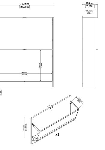 TVILUM Shoes skoskab - hvid tr, m. 2 klaplger 