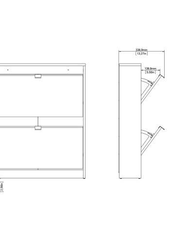 TVILUM Shoes skoskab - hvid tr, m. 2 klaplger 