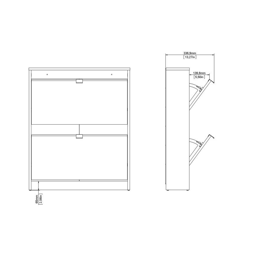 TVILUM Shoes skoskab - hvid tr, m. 2 klaplger 