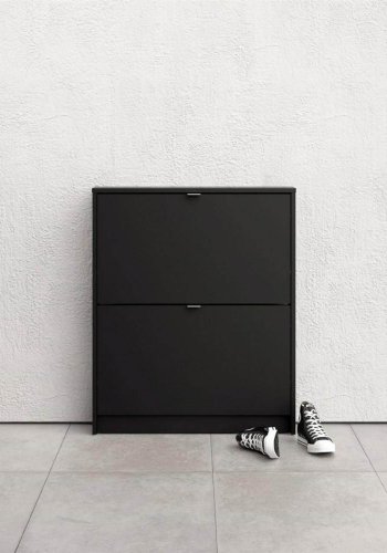 TVILUM Shoes Schuhschrank, m. 2 Falttüren mit 1 Fach - schwarze Folie