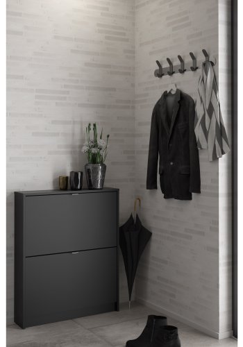 TVILUM Shoes Schuhschrank, m. 2 Falttüren mit 1 Fach - schwarze Folie