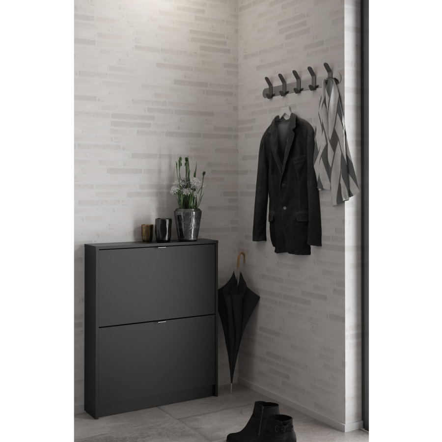 TVILUM Shoes Schuhschrank, m. 2 Falttüren mit 1 Fach - schwarze Folie