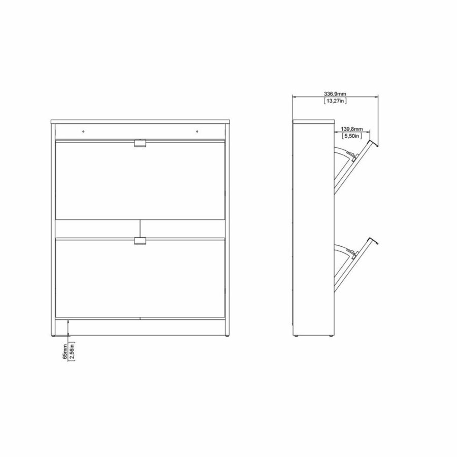 TVILUM Shoes Schuhschrank, m. 2 Falttüren mit 1 Fach - schwarze Folie