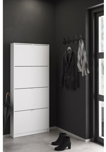 TVILUM Shoes skoskab - hvid tr, m. 4 klaplger 