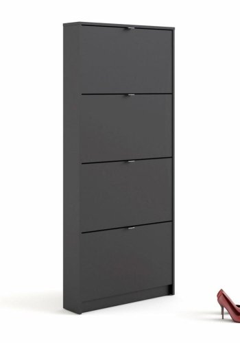 TVILUM Shoes Schuhschrank, m. 4 Falttren mit 1 Fach - schwarze Folie