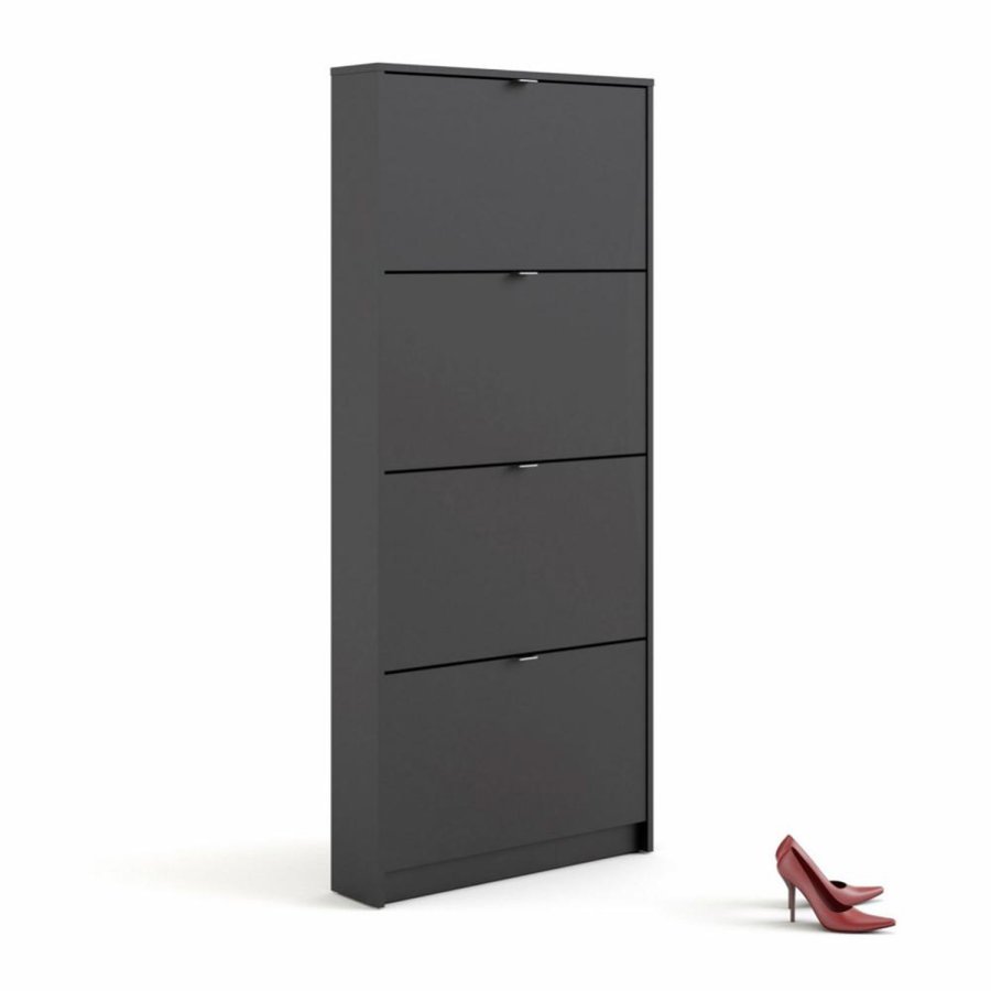 TVILUM Shoes Schuhschrank, m. 4 Falttren mit 1 Fach - schwarze Folie