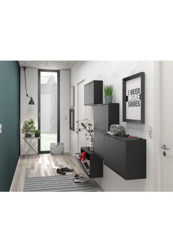 TVILUM Shoes Schuhschrank, m. 4 Falttren mit 1 Fach - schwarze Folie