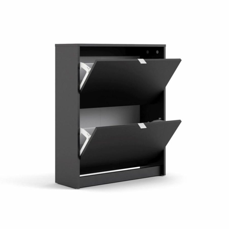 TVILUM Shoes skoskab, m. 2 klaplger med 2 rum - sort folie