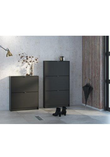 TVILUM Shoes skoskab, m. 2 klaplger med 2 rum - sort folie