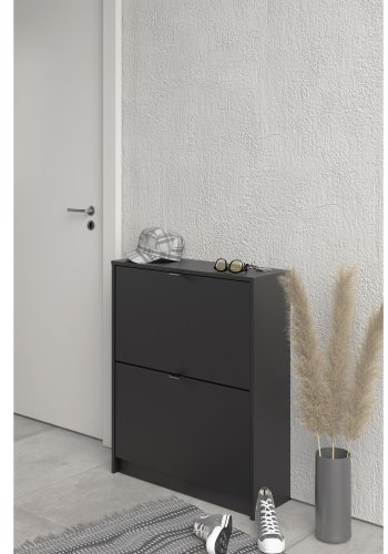 TVILUM Shoes skoskab, m. 2 klapl�ger med 2 rum - sort folie