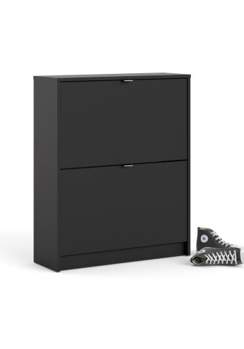 TVILUM Shoes skoskab, m. 2 klaplger med 2 rum - sort folie