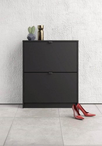 TVILUM Shoes skoskab, m. 2 klapl�ger med 2 rum - sort folie