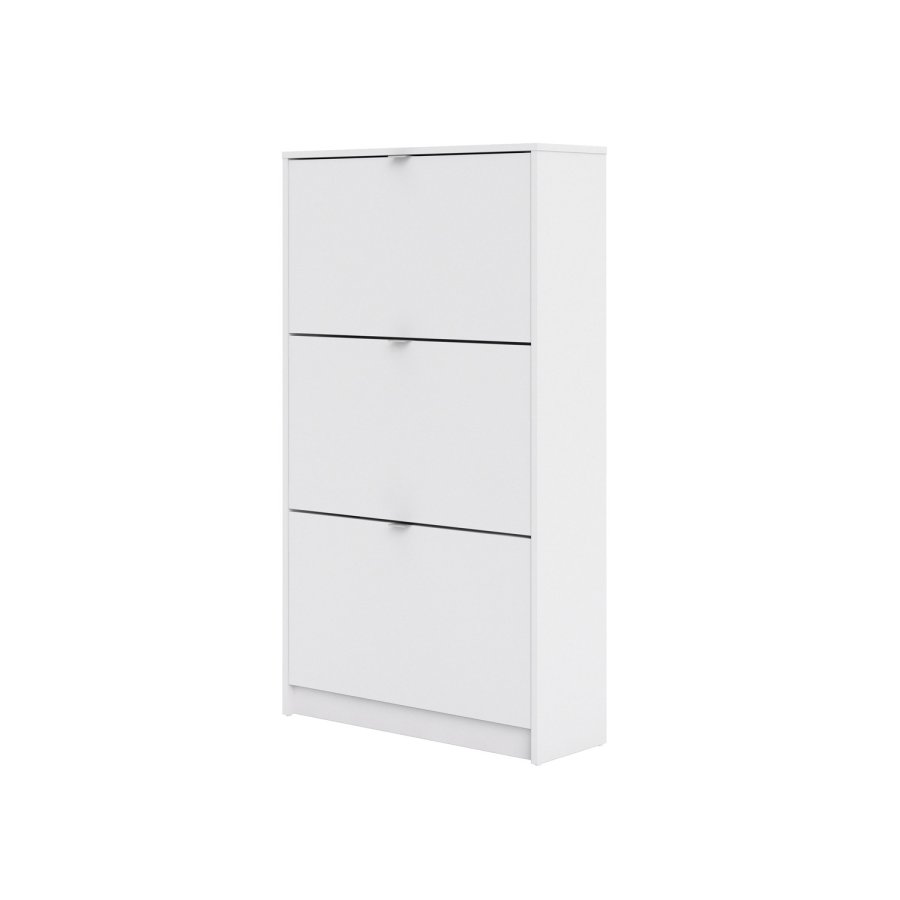 TVILUM Shoes skoskab - hvid tr, m. 3 klaplger og 2 rum 