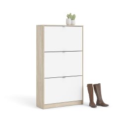 Shoes skoskab natur/ hvid tr, med 3 klaplger