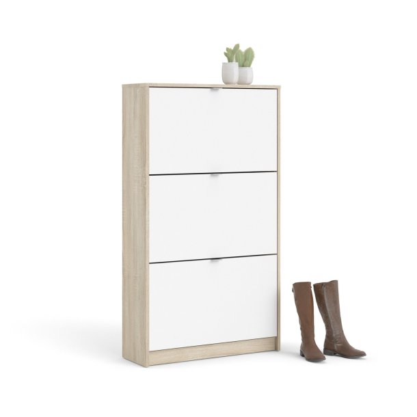 Shoes skoskab natur/ hvid tr, med 3 klaplger