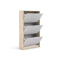 Shoes skoskab natur/ hvid tr, med 3 klaplger