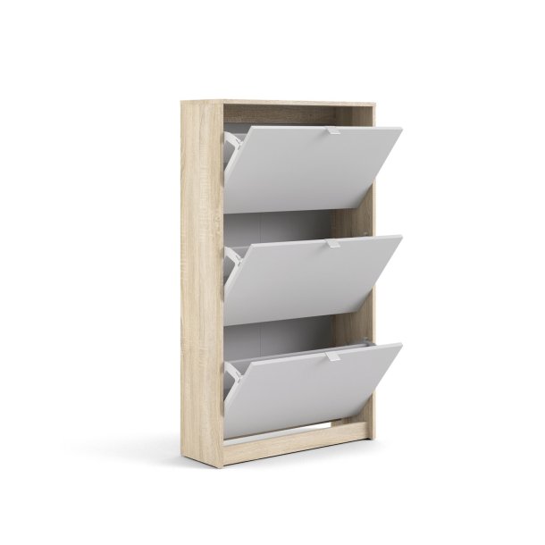 Shoes skoskab natur/ hvid tr, med 3 klaplger