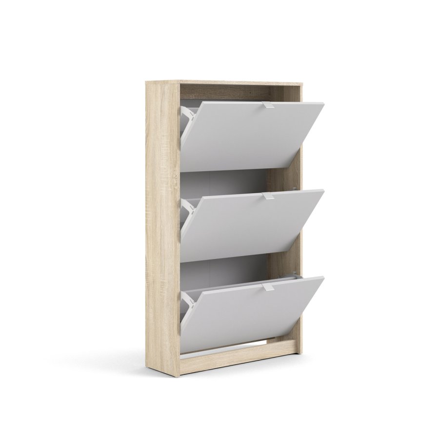 TVILUM Shoes skoskap - naturlig/hvitt tre, med 3 foldedrer og 2 rom