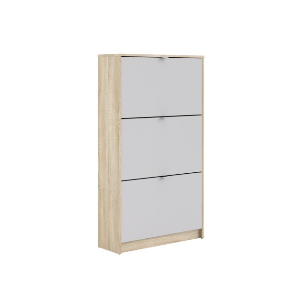 Shoes skoskab natur/ hvid tr, med 3 klaplger