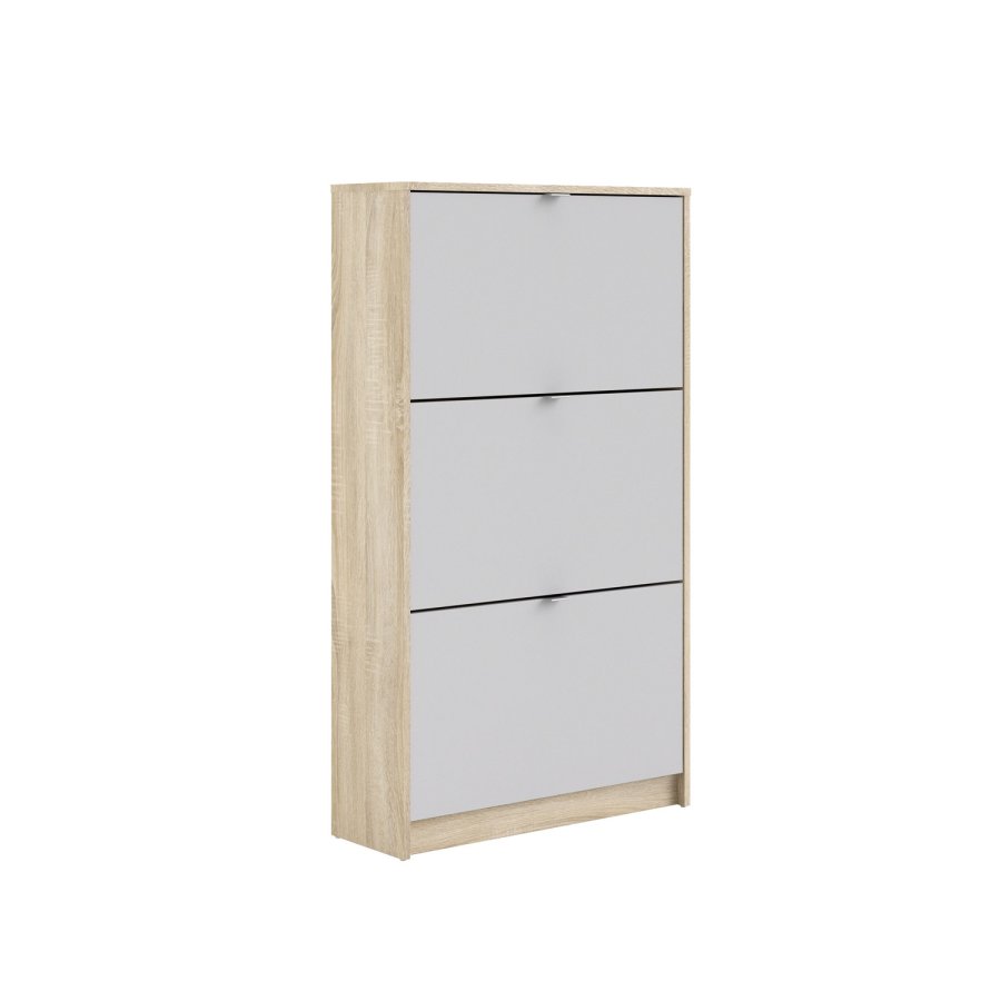 TVILUM Shoes skoskap - naturlig/hvitt tre, med 3 foldedrer og 2 rom