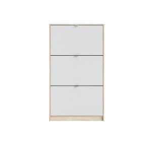 TVILUM Shoes skoskab - natur/hvid tr, med 3 klaplger og 2 rum