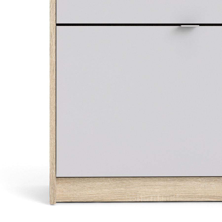 TVILUM Shoes skoskap - naturlig/hvitt tre, med 3 foldedrer og 2 rom