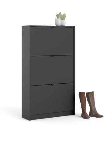 TVILUM Shoes skoskab, m. 3 klaplger med 2 rum - sort folie