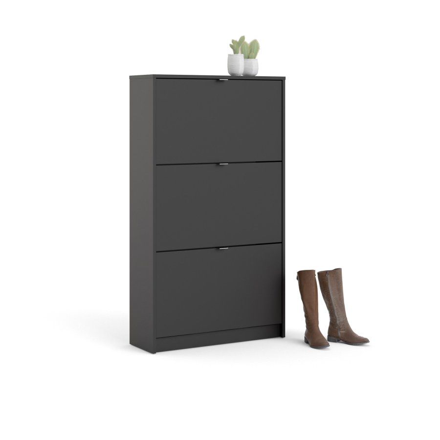 TVILUM Shoes skoskab, m. 3 klaplger med 2 rum - sort folie