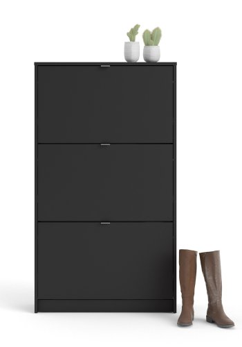 TVILUM Shoes skoskab, m. 3 klaplger med 2 rum - sort folie