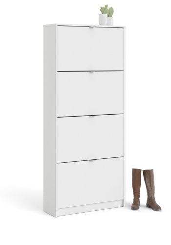 TVILUM Shoes skoskab - hvid tr, m. 4 klaplger og 2 rum