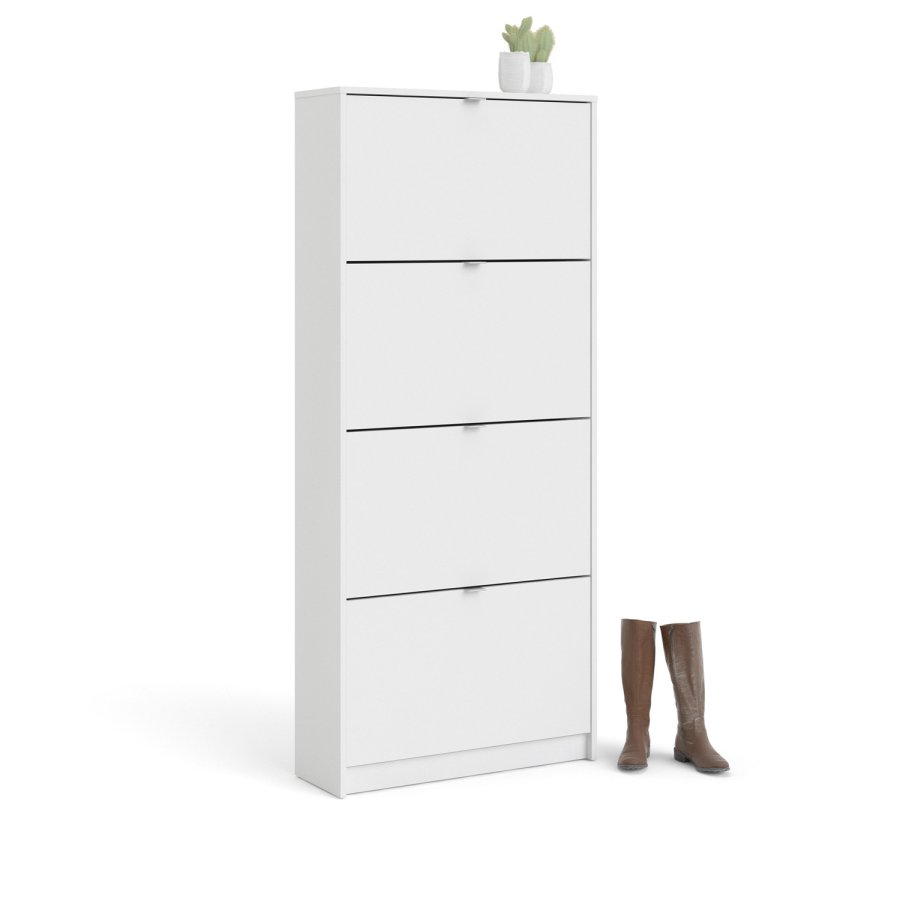 TVILUM Shoes skoskab - hvid tr, m. 4 klaplger og 2 rum