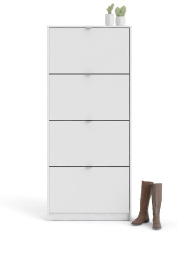 TVILUM Shoes skoskab - hvid tr, m. 4 klaplger og 2 rum