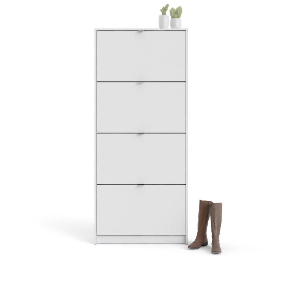 TVILUM Shoes skoskab - hvid tr, m. 4 klaplger og 2 rum