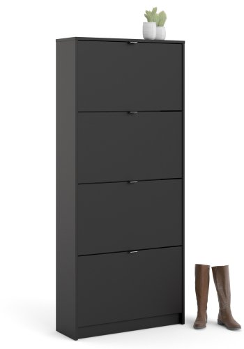 TVILUM Shoes skoskab, m. 4 klaplger med 2 rum - sort folie