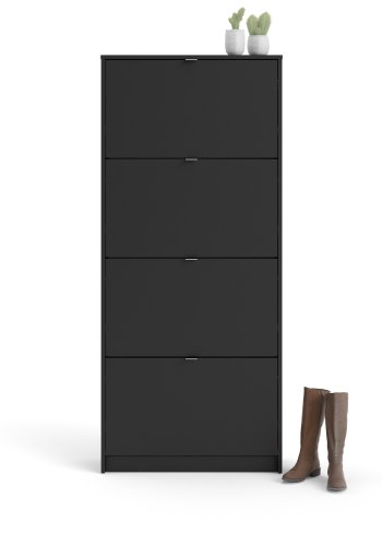 TVILUM Shoes skoskab, m. 4 klaplger med 2 rum - sort folie