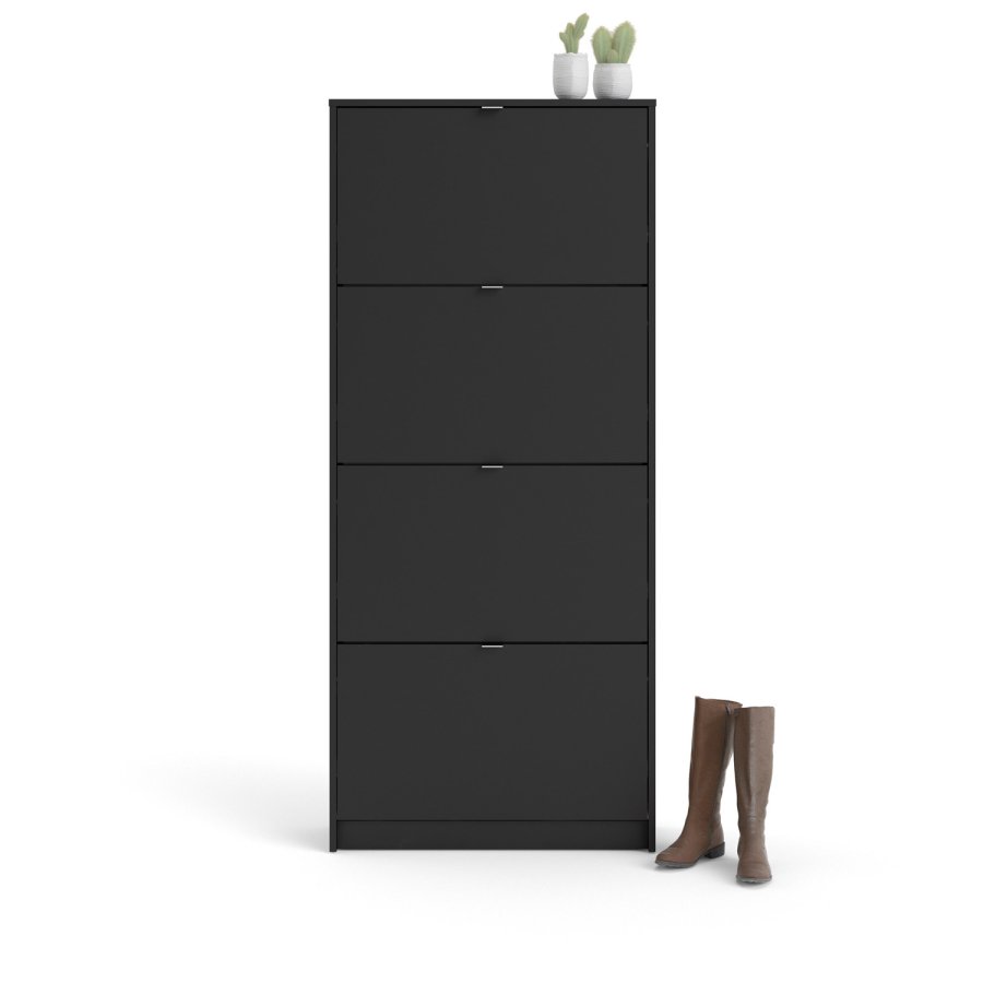 TVILUM Shoes skoskab, m. 4 klaplger med 2 rum - sort folie