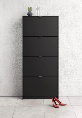 TVILUM Shoes skoskab, m. 4 klaplger med 2 rum - sort folie