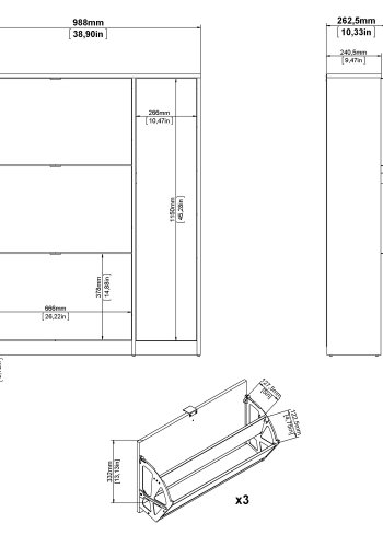 TVILUM Sko skoskap - natur/hvit hyglans eikefiner/tre, m. 3 foldedrer, 1 dr og 2 rom