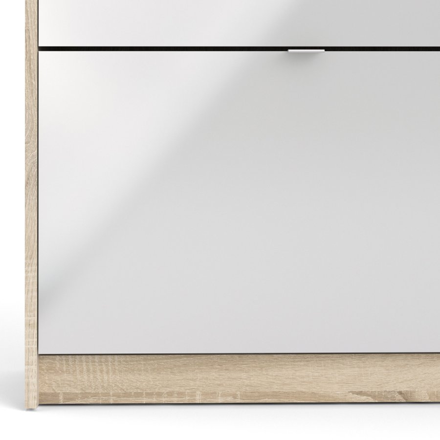 TVILUM Sko skoskap - natur/hvit hyglans eikefiner/tre, m. 3 foldedrer, 1 dr og 2 rom