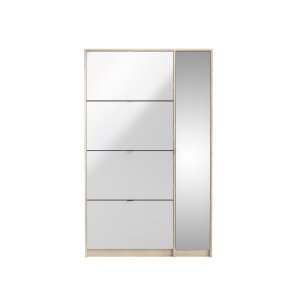 TVILUM Shoes skoskab - natur/hvid hjglans egetrsfinèr/tr, m. 4 klaplger, 1 spejllge og 2 rum