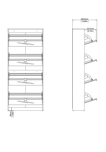 TVILUM Sko skoskap - natur/glass eikefiner/speilglass, m. 4 speilfoldedrer og 2 rom