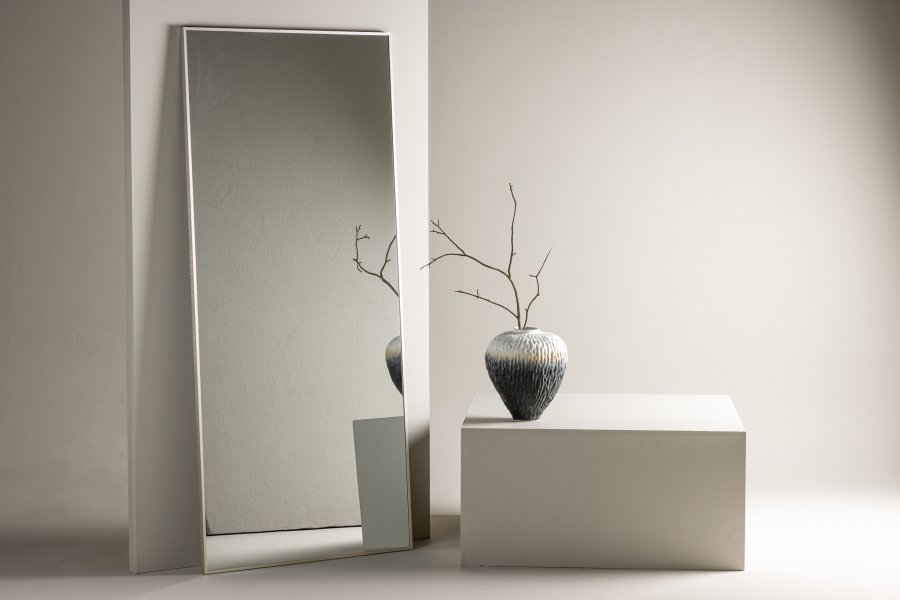 VENTURE DESIGN Orlando gulvspeil, rektangulrt - speilglass og beige aluminium (85x190)