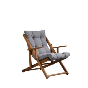 NORDVÄRK Repose udendrs liggestol, m. armln og hynde, justerbar hjde - gr polyester og bgetr