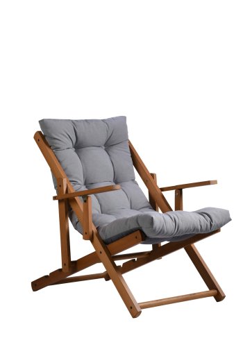 NORDVRK Repose utendrs solstol, med armlener og pute, justerbar hyde - gr polyester og bketre