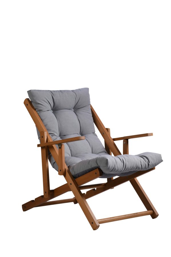 NORDVRK Repose utendrs solstol, med armlener og pute, justerbar hyde - gr polyester og bketre