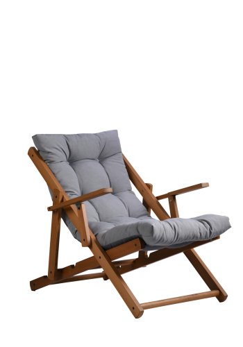 NORDVRK Repose utendrs solstol, med armlener og pute, justerbar hyde - gr polyester og bketre