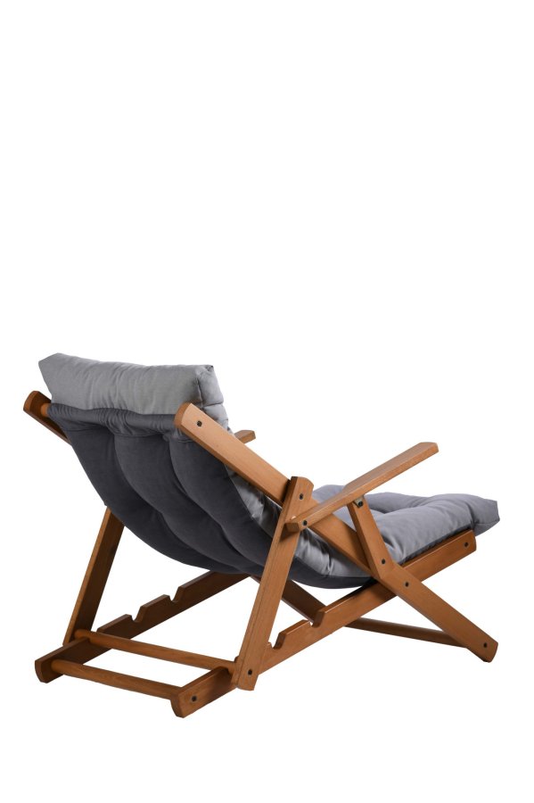 NORDVRK Repose utendrs solstol, med armlener og pute, justerbar hyde - gr polyester og bketre