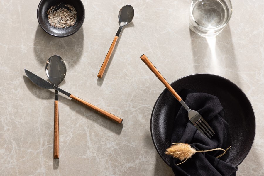 VENTURE DESIGN Jubilee bestikk - slv rustfritt stl og brun ABS (sett med 24)